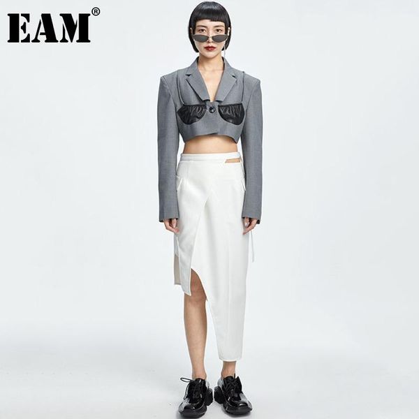 

skirts [eam] high waist white asymmetrical long hollow out casual half-body skirt women fashion tide spring autumn 2021 1dd729, Black