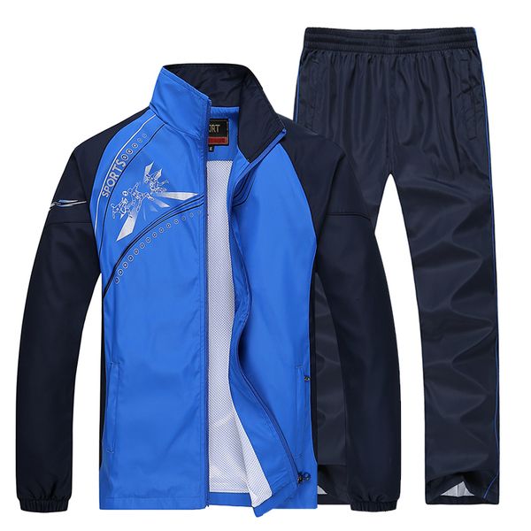 

2021 men's sportswear new spring autumn 2 piece sets sports suit jacket+pant sweatsuit male print clothing tracksuit size l-5xl 75hk, Gray