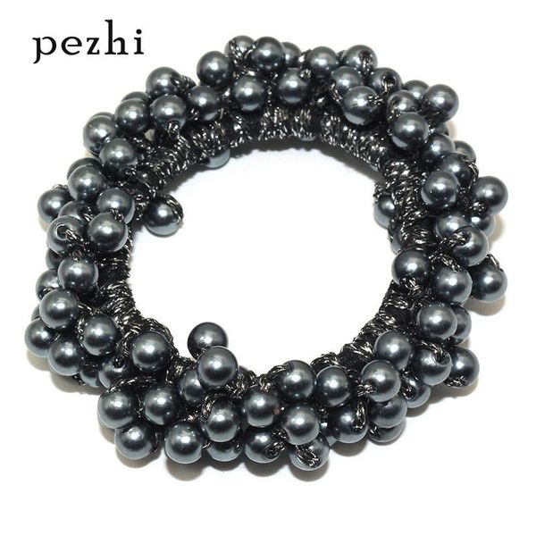 

hair clips & barrettes fashion ins wind handmade crochet rubber women band rope pearl girl ring head ladies accessories, Golden;silver
