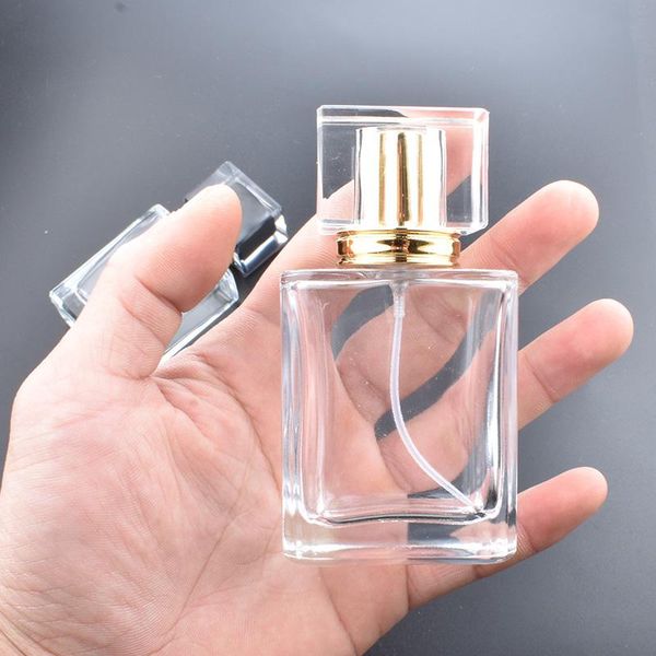 

storage bottles & jars 50ml clear glass perfume bottle portable travel spray 100ml refillable cosmetics empty aluminum head