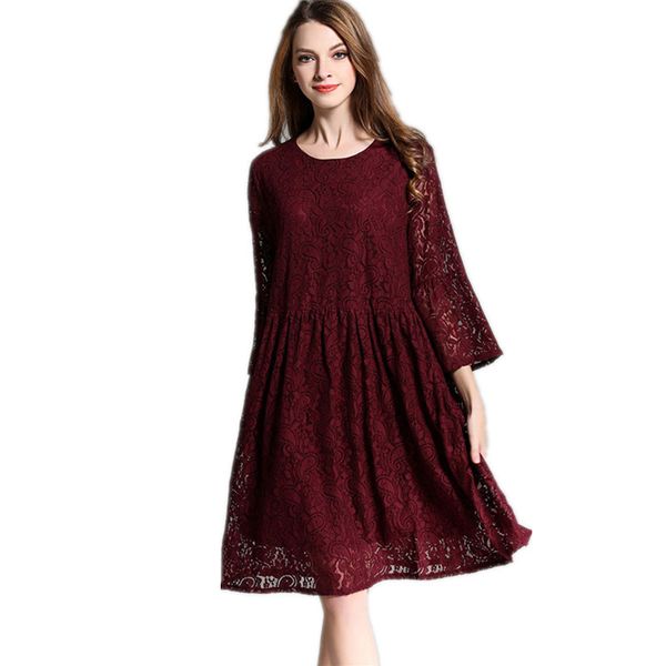 

2021 new amerian european style and brown women lace hollow spring plus size 5xl half sleeve embroidery woman es fyy525 x9uc, Black;gray
