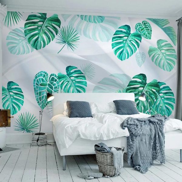 

wallpapers custom 3d po wallpaper modern creative watercolor leaves art wall painting living room bedroom tv background mural decoration