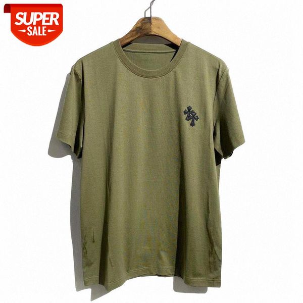 

tier ch crowe men's short-sleeved t-shirt with four-color bottoming cross leather label on chest sleeves #as1z, White;black