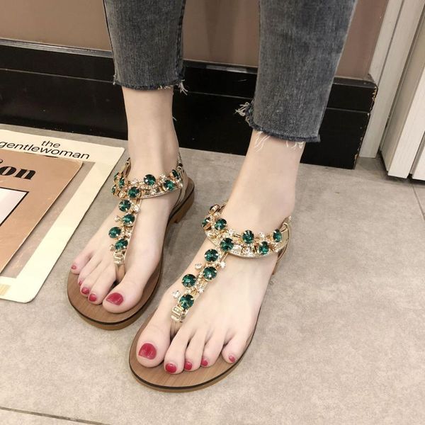 

sandals 2021 fashion summer flip flops women pumps crystal rhinestone solid shoes home slippers flat a337 open pu, Black