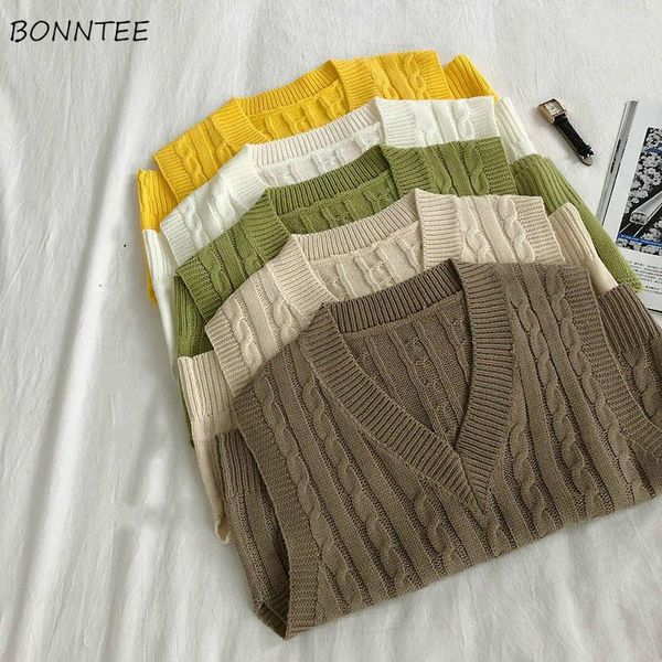 

women's vests sweater vest women chic college 5 colors solid simple lovely autumn korean crop knitwear trendy all-match daily womens, Black;white