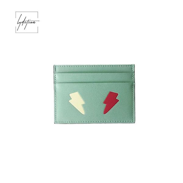 

wallets lydztion 2021 spring genuine leather card bag super slim korean printing cartoon mini cute case holder credit wallet carts, Red;black