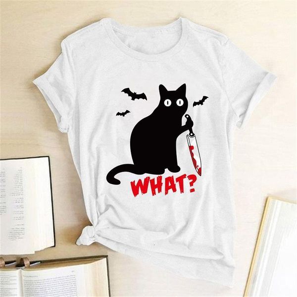 

cat knife women funny t shirt women t-shirt girl halloween tees femme camisetas verano mujer women tees chemise femme, White