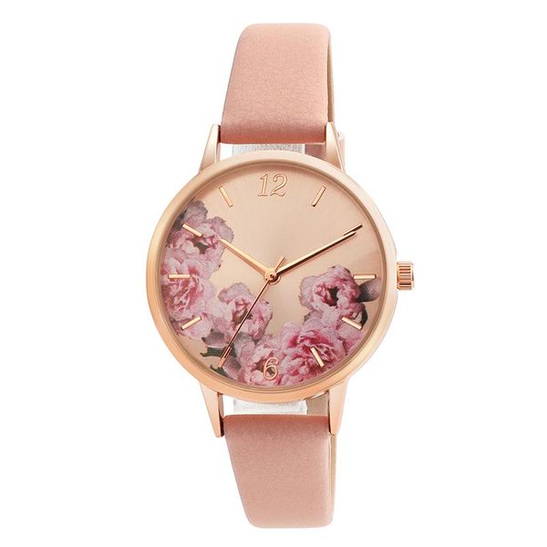 

wristwatches causal watches women ladies pu leather band flower pattern round case quartz wrist watch relogio feminino zegarek damski 2021, Slivery;brown