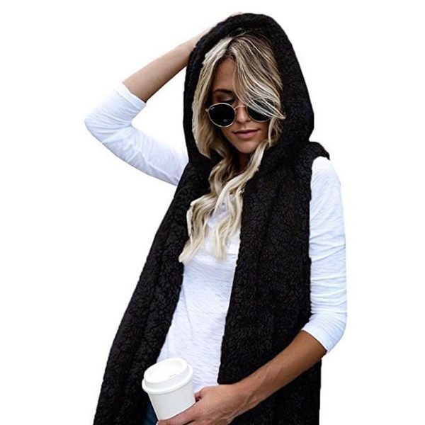 

women's vests women lady vest sleeveless hoodie solid color fashion clothing for autumn winter ka-, Black;white