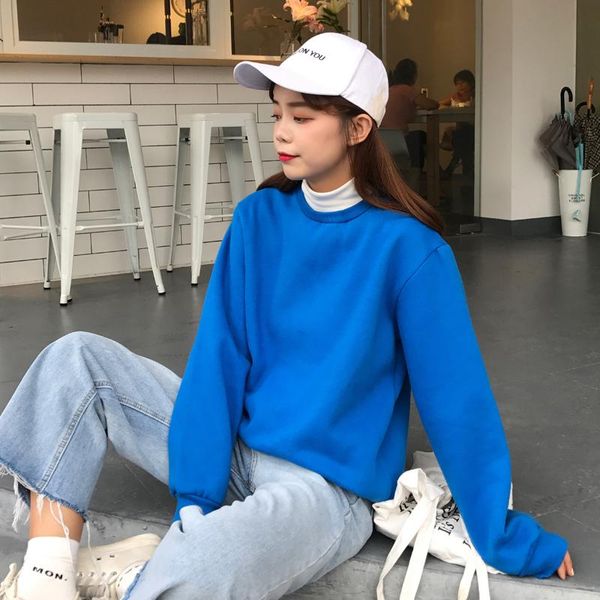 

women's hoodies & sweatshirts autumn and winter women loose patchwork faux two piece plus velvet thicking womens pullovers (b1041), Black