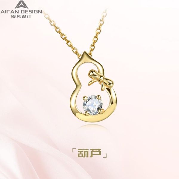 

chains s925 sterling silver necklace women's versatile design gourd pendant simple zircon clavicle chain