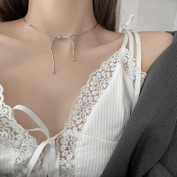 

chains round beads snake bone simple small clavicle chain 925 sterling silver necklace for women fashion jewelry gifts