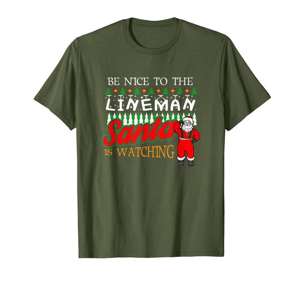 

Electrical Lineman Gift Santa Watching Be Nice to Lineman T-Shirt, Mainly pictures