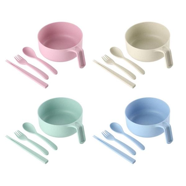 

camp kitchen portable outdoor tableware heat insulation friendly handle bowls with fork knife chopsticks sets camp cooking supplies