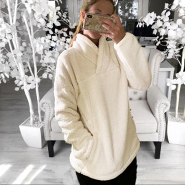 

women's hoodies & sweatshirts plus size warm hooded sweatshirt for fall/winter casual solid color loose fashion versatile multicolor, Black