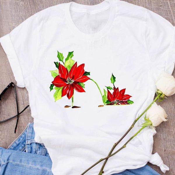 

women graphic kawaii casual 90s style fashion clothes floral flower lady clothing female tees print t shirt womens t-shirt, White
