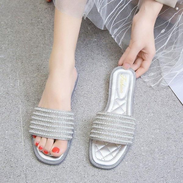 

slippers 2021 low women summer shoes luxury slides lady flat designer soft girl fabric rome pu rubber woman, Black