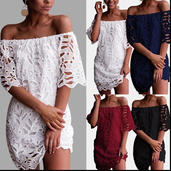 

white lace dress off shoulder dress mini women summer jurk vestido blanco black robe sukienki tube dress strapless 2021, Black;gray