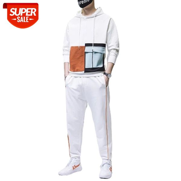 

men sets tracksuit men sweat suit male hooded sweatshirt drawstring outfit sportswear male casual suit pullover hoodies+ pants #wr3e, Gray