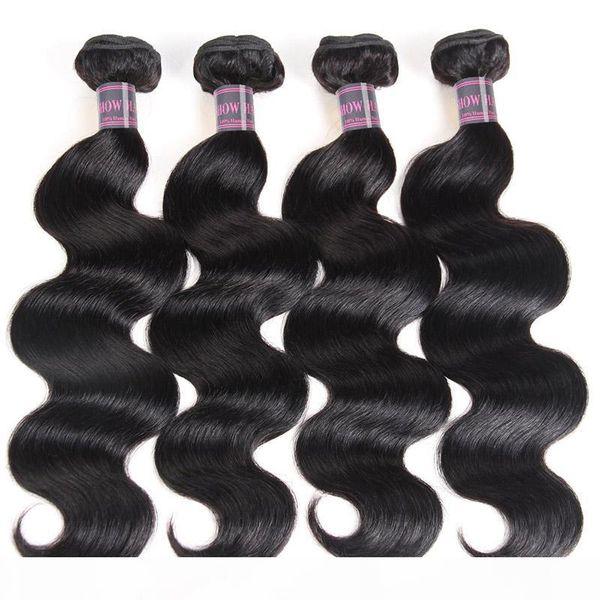 

4pcs lot brazilian virgin hair body wave unprocessed virgin brazilian body wave hair weave bundles wholesale human hair bundles, Black