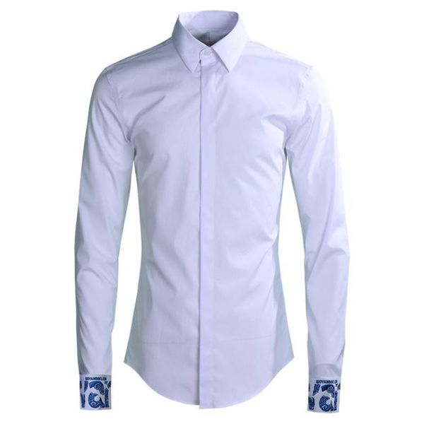 

men's casual shirts men shirt luxury cuff embroidery party mens fashion long sleeve slim fit man plus size 4xl, White;black