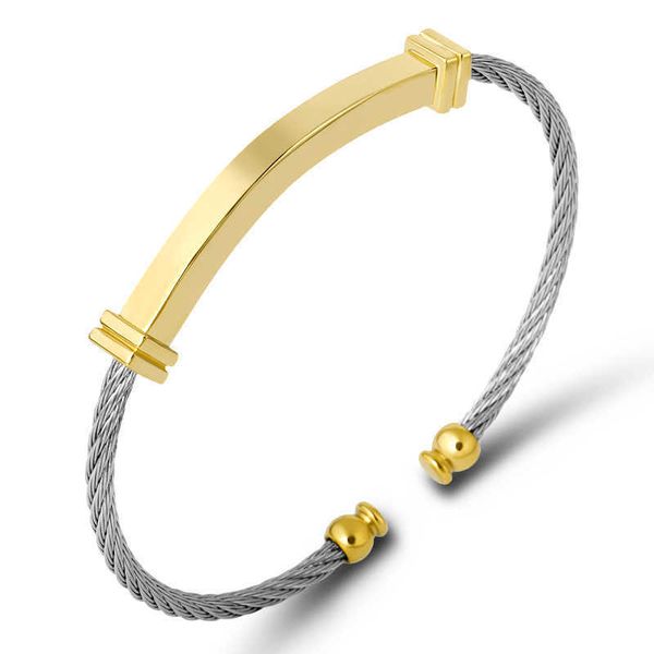 Fashion Cable Fio Pulseira Aço Inoxidável Aço Inoxidável Fino Torcido Twisted Link Tag Pulseiras para Homens Trendy Jóias Personalizadas Q0719