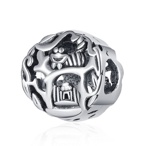 

fits pandora sterling silver bracelet 30pcs worm spacer beads charms for european snake charm chain fashion diy jewelry wholesale, Black