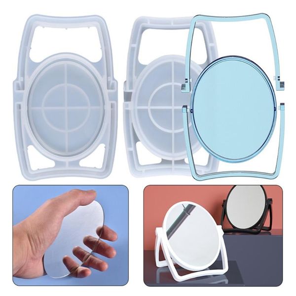 

craft tools oval makeup mirror epoxy resin mold deskvanity casting silicone mould