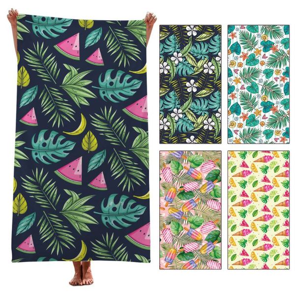 

towel onglyp tropical leaves print summer beach outdoor microfiber camping sport swimming bath towels quick drying cloaks