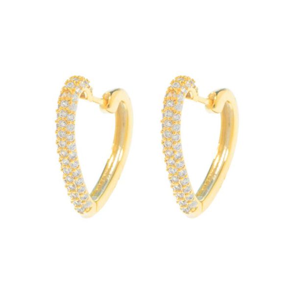 

hoop & huggie fashion cubic zircon geometric heart punk earrings gold hip hop for women jewelry 2021, Golden;silver