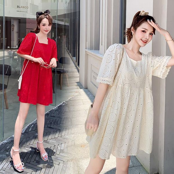 

maternity dresses 2021 brand summer dress woman elegant a-line large size pregnant clothing md-03458, White