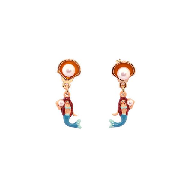 

european and american mermaid pearl pop enamel without pierced earrings whole for woman trend, Golden