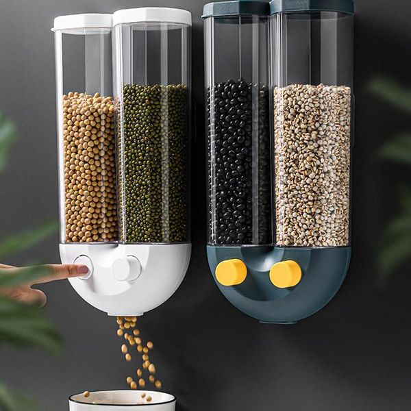 

storage bottles & jars wall mount press type dry food sealed container distributor kitchen tool