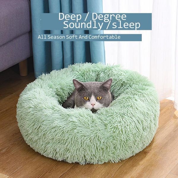 

cat beds & furniture cat's dog's plush nest round pet's cushion bed house litter mats 100cm fiber cuter for large medium smal