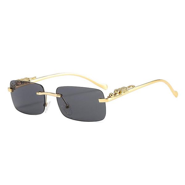 

sunglasses fashion rimless rectangle women retro cheetah decoration clear ocean lens eyewear men sun glasses shades uv400, White;black