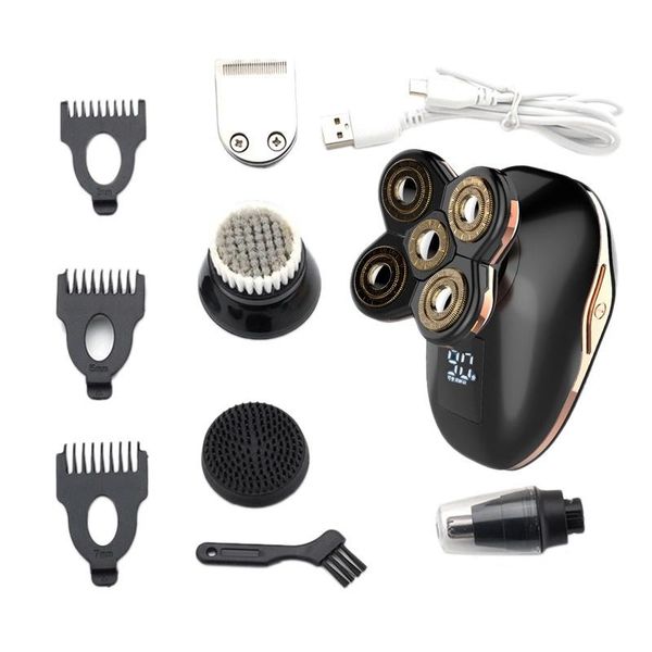 

hair clippers 5 in 1 cordless electric rotary shavers bald head shaver grooming kit with nose trimmer facial cleansing&massage brush