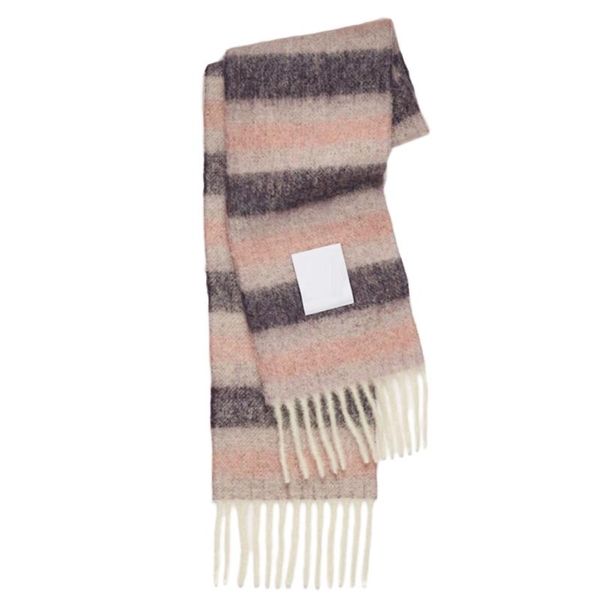 

250x35cm winter long scarf contrast colored stripes tassel shawl wrap scarves, Blue;gray