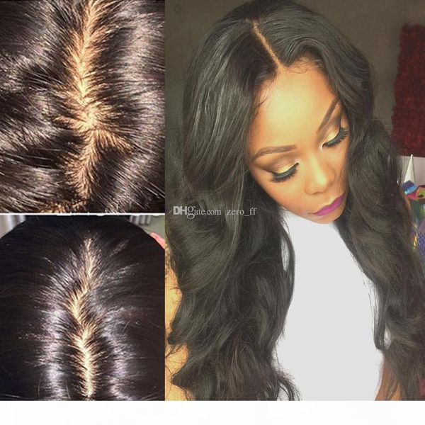 

silk full lace wigs brazilian glueless silk base wig body wave silk base lace front human hair wigs for black women, Black;brown