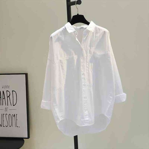 

spring loose style casual white womens blouses cotton blusas ropa de mujer