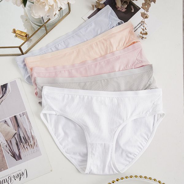 

basic summer pure color medium waist cotton with mesh women's underwear breathable girl's shorts, Black;white