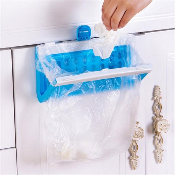 

storage baskets foldable plastic hanging garbage bag rack portable trash rubbish kitchen gadgets tool