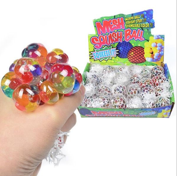 giocattolo squishy 5.0CM Perline colorate Mesh Squish Grape Ball Fidget Toy Anti Stress Venting Balls Spremere Decompressione Ansia Sollievo