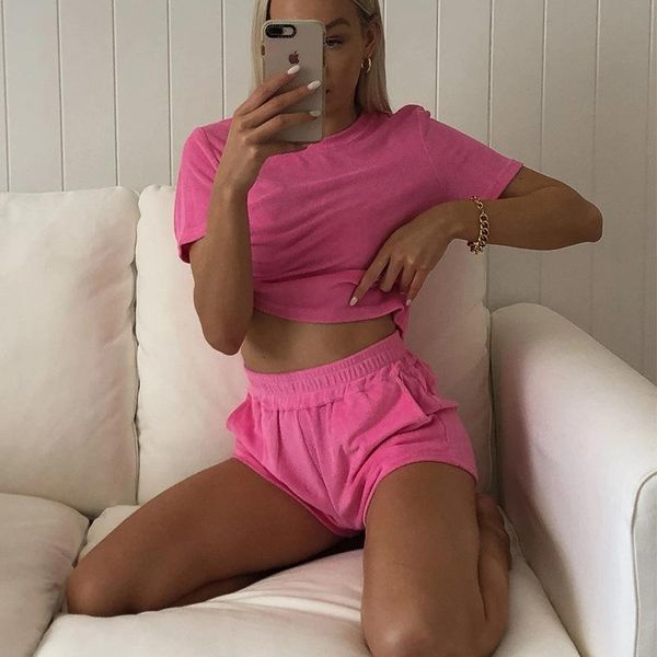 

women's tracksuits 2 pcs tracksuit shorts set homewear women solid color adults short sleeve round neck t-shirt summer female clothes s, Gray