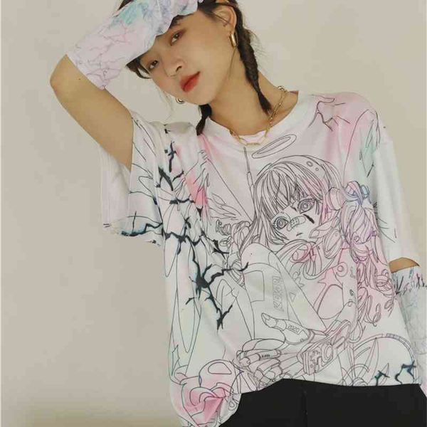 

women's t-shirt anime tshirt women cartoon t printed casual summer short sleeve designer tee femme fashion vz7s, White