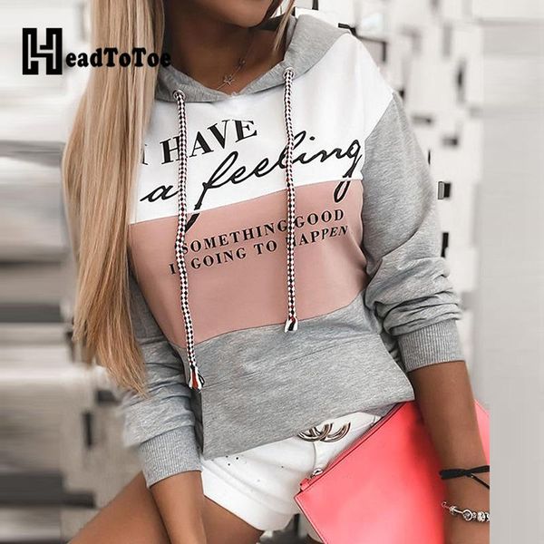 

women's hoodies & sweatshirts colorblock letter print hooded, Black