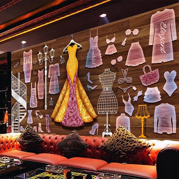 

wallpapers po wallpaper 3d vintage clothing store wooden board mural ktv bar creative background wall papers pvc waterproof 3 d stickers