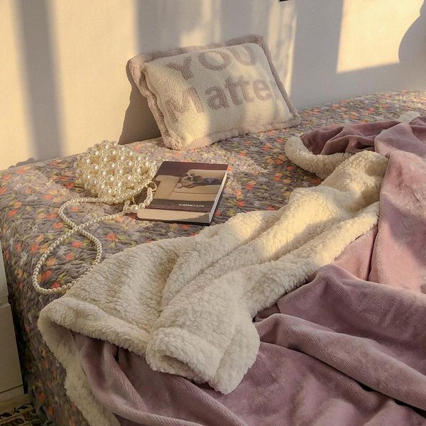 

blankets ukip home in autumn and winter thick warm double-layered flange lamb fluff blanket single double lid