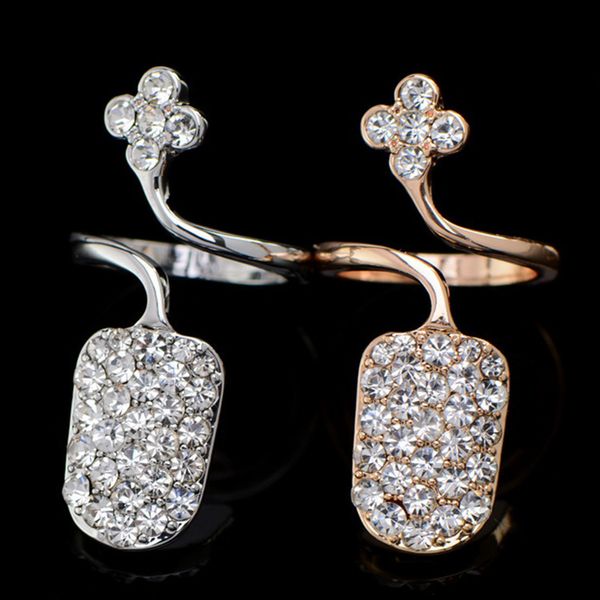 

ring korean popular jewelry four leaf flower nail full diamond yiwu fashion, Silver