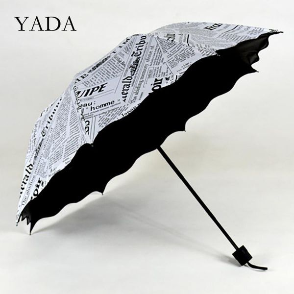 

umbrellas yada ins fashion spaper 3-folding umbrella rain uv child lace for women man windproof fold ys200088