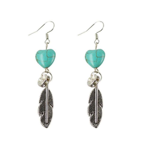 

women's heart beads tibetan silver turquoise dangle chandelier earrings gstqe086 fashion gift national style women diy earring
